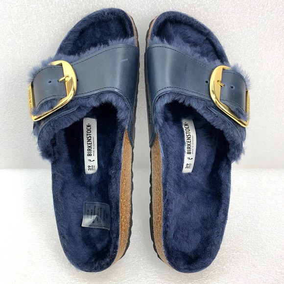 Birkenstock Shoes - Birkenstock Madrid Big Buckle Shearling Slide Sandals - Women's 8